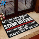 Firefighter Flag Get Right With Jesus Doormat | Welcome Mat | House Warming Gift
