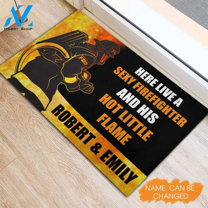 Firefighter Gift For Home Personalized Rubber Base Doormat