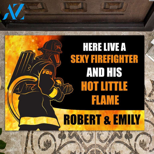 Firefighter Gift For Home Personalized Rubber Base Doormat