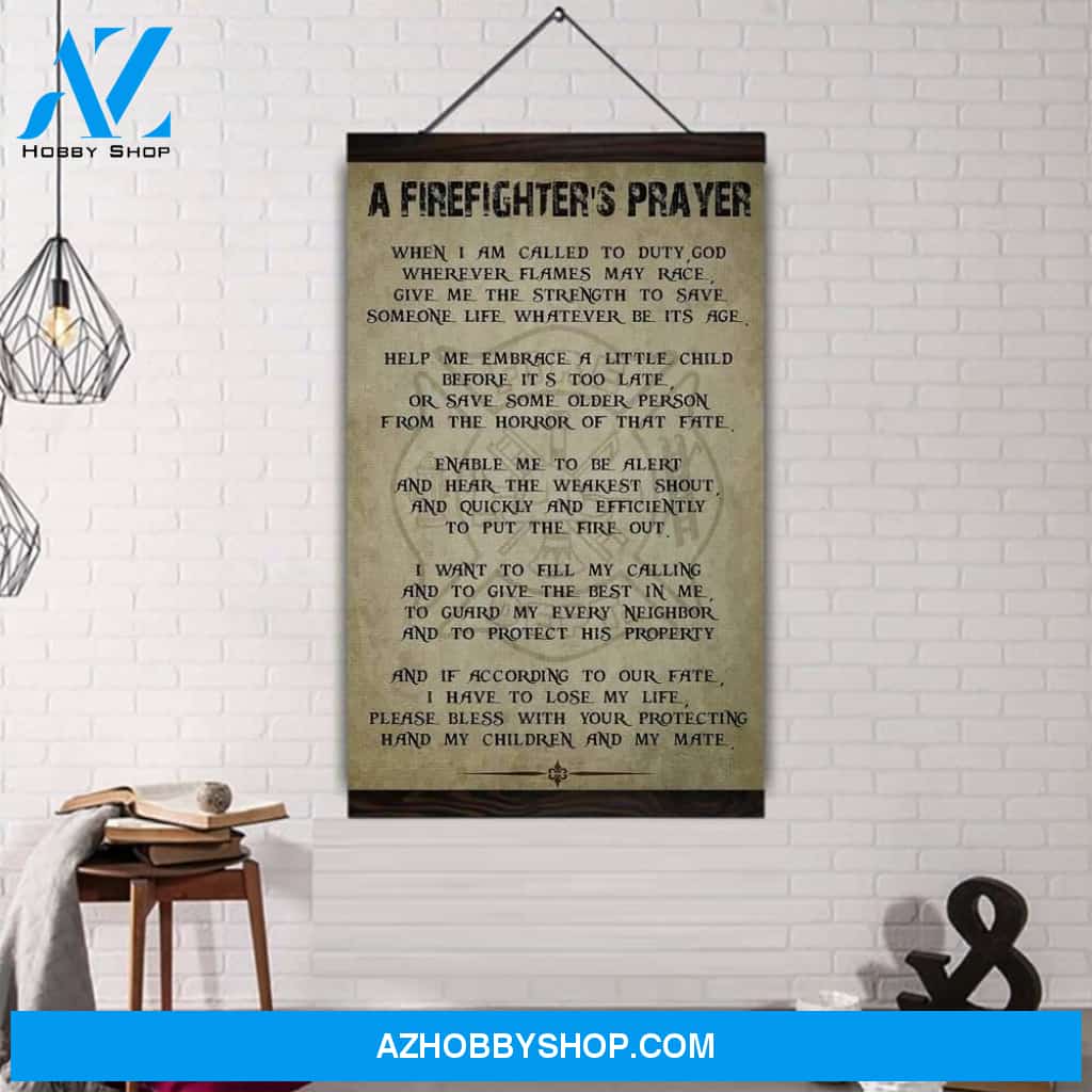 (Cv115) Firefighter Hanging Canvas – A Firefighter’S Prayer.