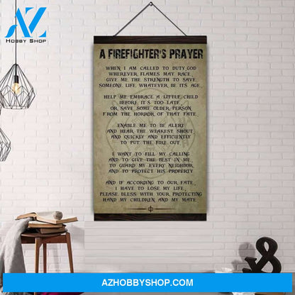 (Cv115) Firefighter Hanging Canvas – A Firefighter’S Prayer.