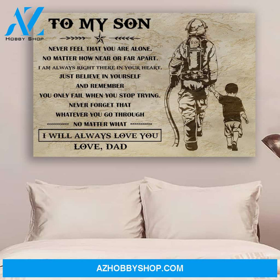 G- Firefighter Poster - Dad to Son - I will always love you