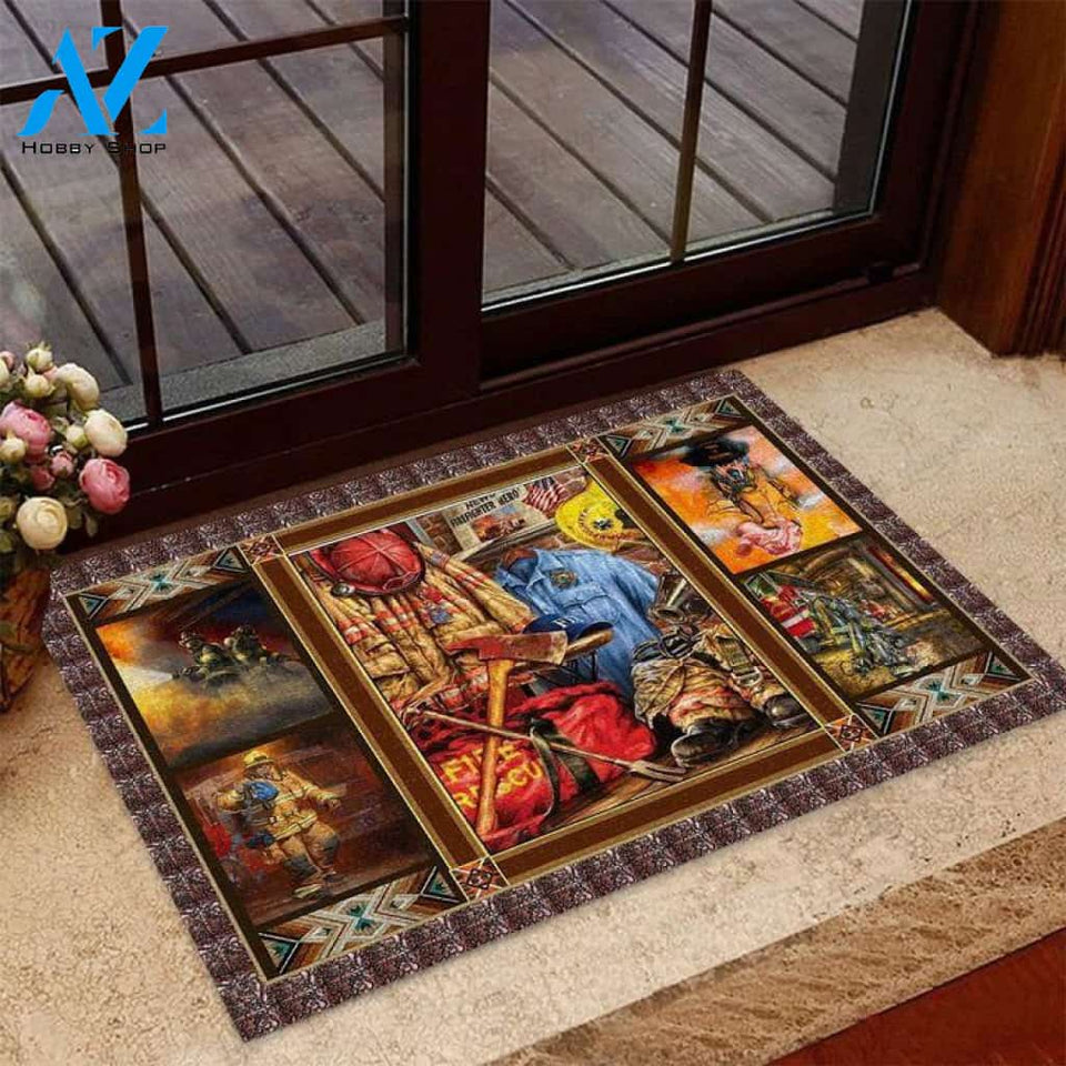 Firefighter Realistic Artwork Doormat | Welcome Mat | House Warming Gift