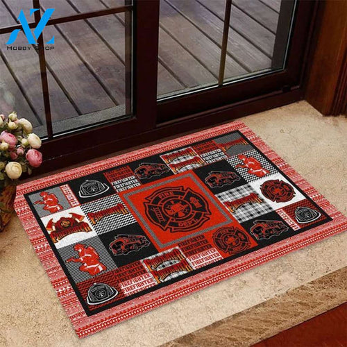 Firefighter Unique Red Pattern Doormat