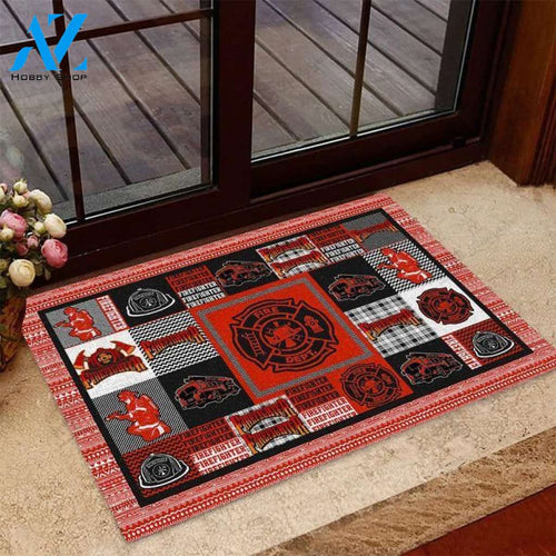 Firefighter Unique Red Pattern Doormat | Welcome Mat | House Warming Gift