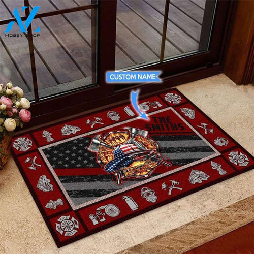 Firefighter US Flag Custom Doormat