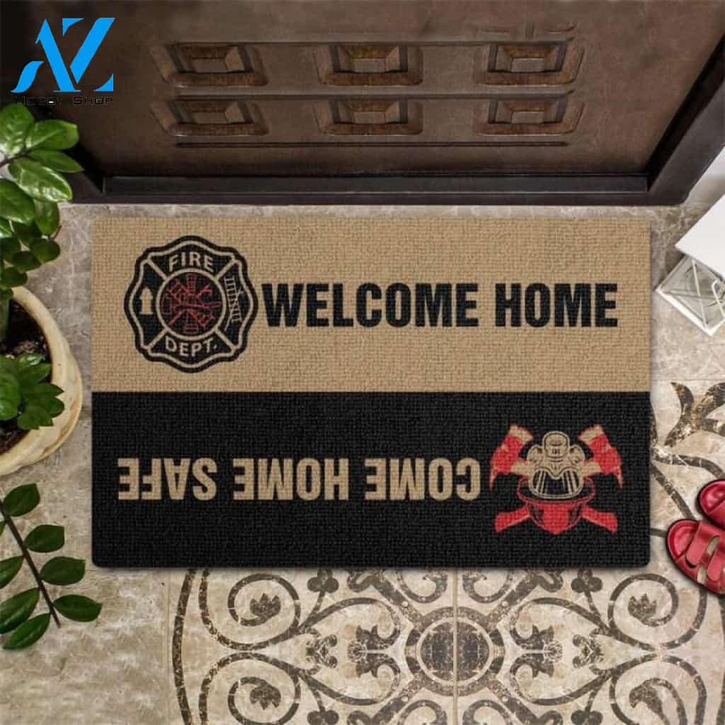 Firefighter Welcome Home Come Home Safe Doormat | Welcome Mat | House Warming Gift