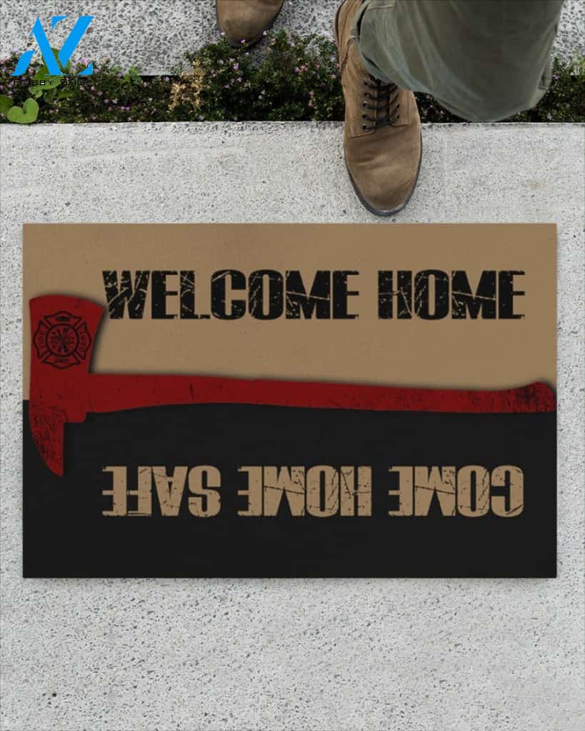 Firefighter Welcome Home Come Home Safe Funny Doormat Gift For Firefighter Birthday Gift Home Decor Warm House Gift Welcome Mat 2
