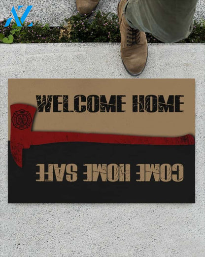 Firefighter Welcome Home Come Home Safe Funny Doormat Gift For Firefighter Birthday Gift Home Decor Warm House Gift Welcome Mat 2