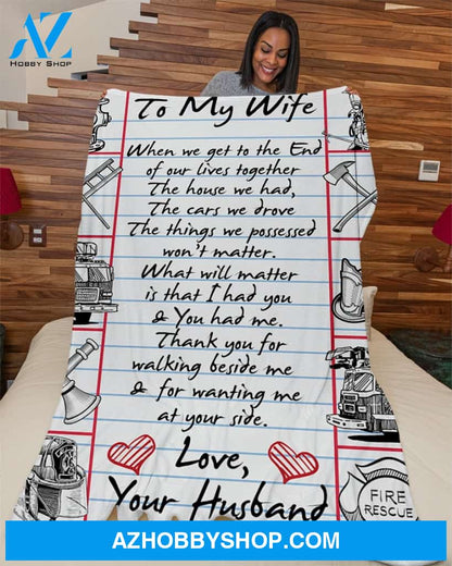 Firefighter's Wife Premium Fleece Blanket Home Decor Bedding Couch Sofa Soft and Comfy Cozy