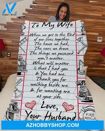 Firefighter's Wife Premium Fleece Blanket Home Decor Bedding Couch Sofa Soft and Comfy Cozy
