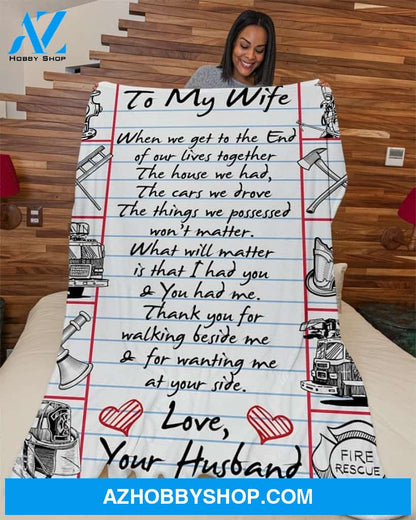 Firefighter's Wife Premium Fleece Blanket Home Decor Bedding Couch Sofa Soft and Comfy Cozy