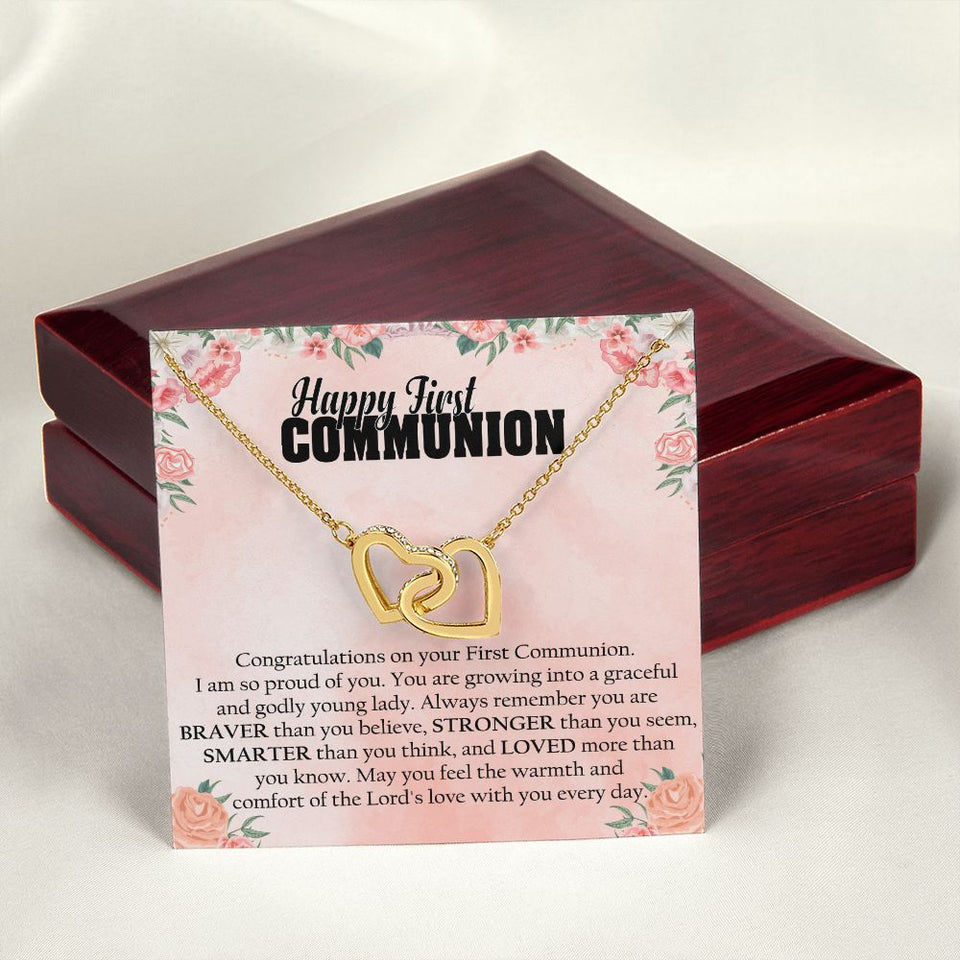 First Communion - Interlocking Hearts Necklace