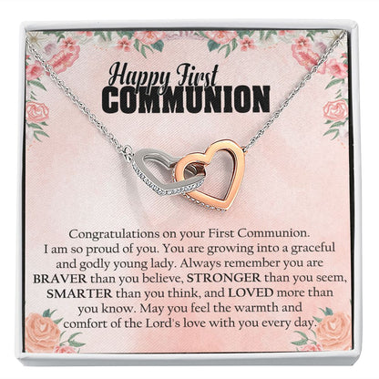 First Communion - Interlocking Hearts Necklace