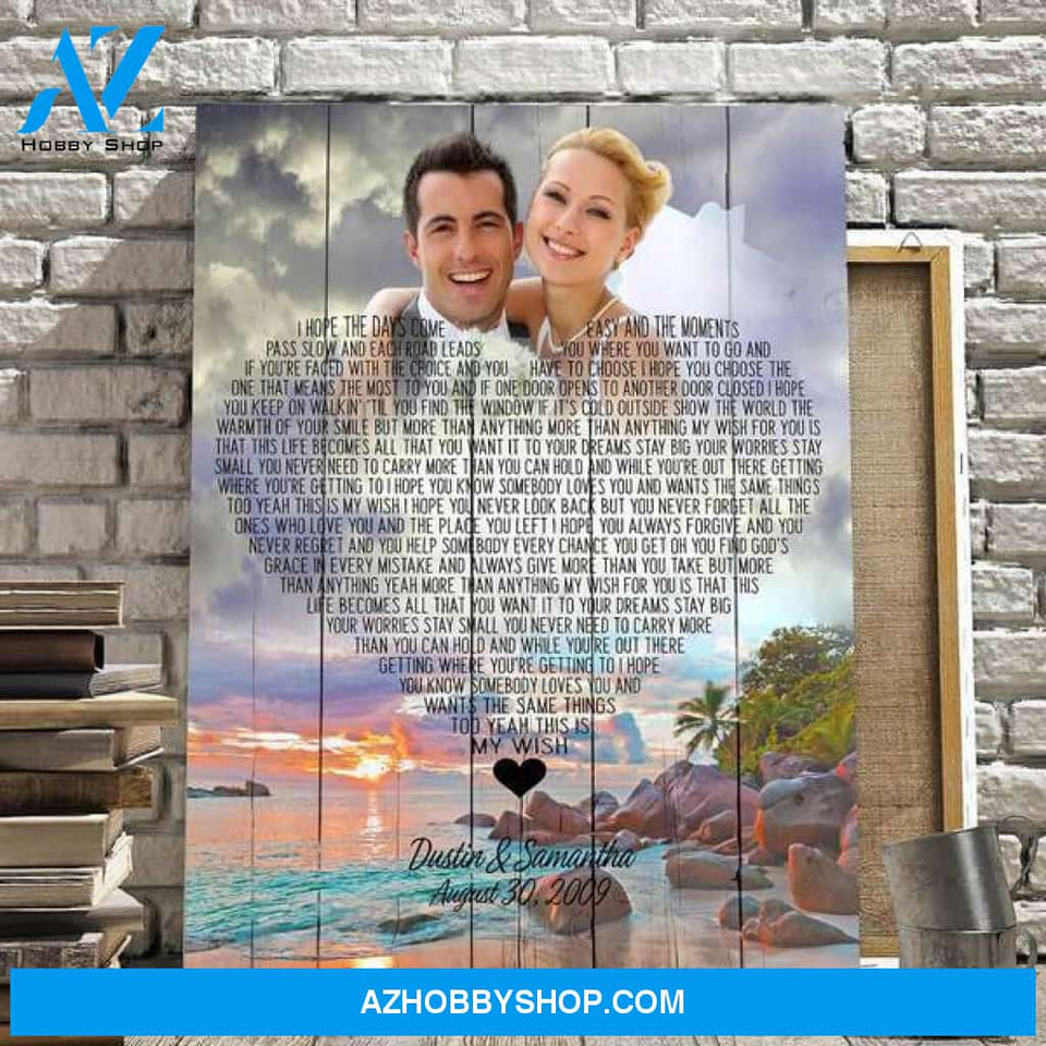 First Dance Lyrics Vows - Custom Saying - Deja Blue Personalized Photo Memorial Canvas, Canvas Wall Art Gift for Family