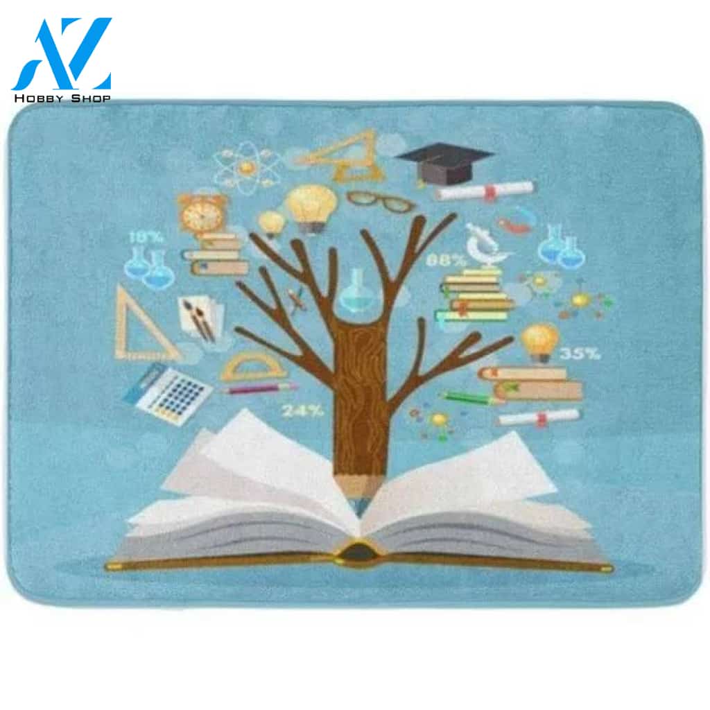 First day of school Education Tree of Knowledge and Open Book Back To School Funny