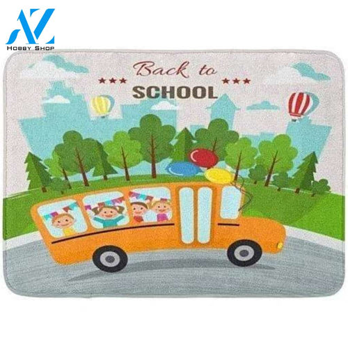 First day of school Welcome Back to School Bus Kids Happy Class Doormat Indoor and Outdoor Doormat Classroom