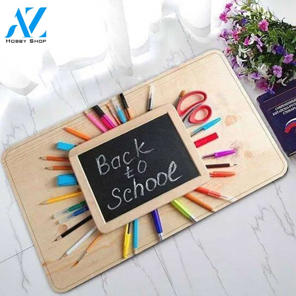 First day of school Wooden Plaque Inscription Back To School - Pen Doormat Indoor and Outdoor