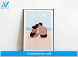 First kiss, summer, couple poster, love poster, kiss Canvas And Poster,Canvas Prints,Wall Decor Visual Art