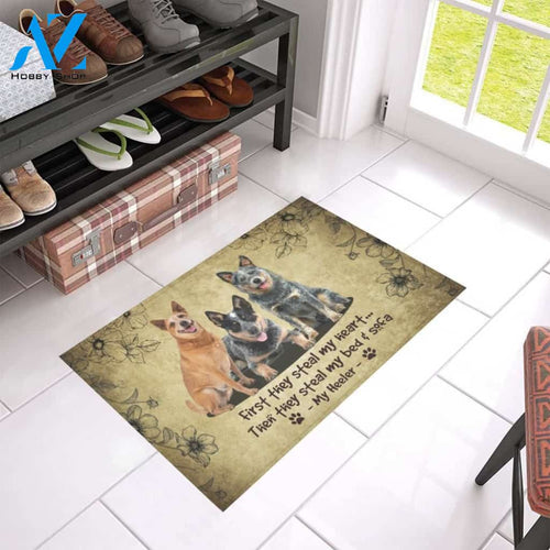 First Steal Your Heart Heeler Printed Doormat Home Decor Gift For Dog Lovers