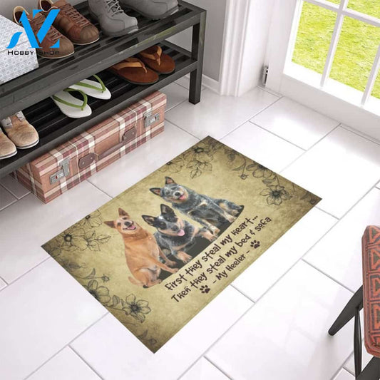 First Steal Your Heart Heeler Printed Doormat Home Decor Gift For Dog Lovers