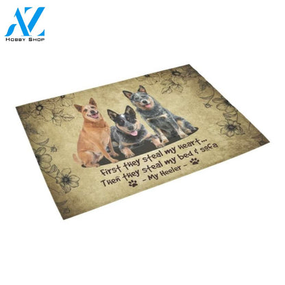 First Steal Your Heart Heeler Printed Doormat Home Decor Gift For Dog Lovers