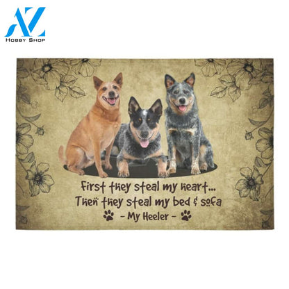 First Steal Your Heart Heeler Printed Doormat Home Decor Gift For Dog Lovers