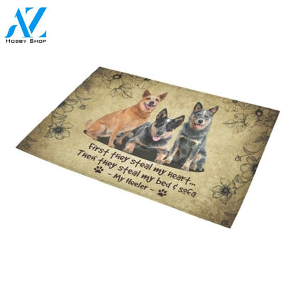 First Steal Your Heart Heeler Printed Doormat Home Decor Gift For Dog Lovers