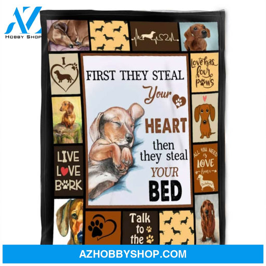 First They Steal Your Heart, Fleece Blanket.Gift For People Family Home Decor Bedding Couch Sofa Soft and Comfy Cozy