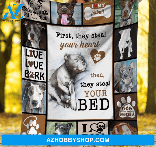 First They Steal Your Heart PB Dog Blanket Gift For Dog Lovers Birthday Gift Home Decor Bedding Couch Sofa Soft and Comfy Cozy