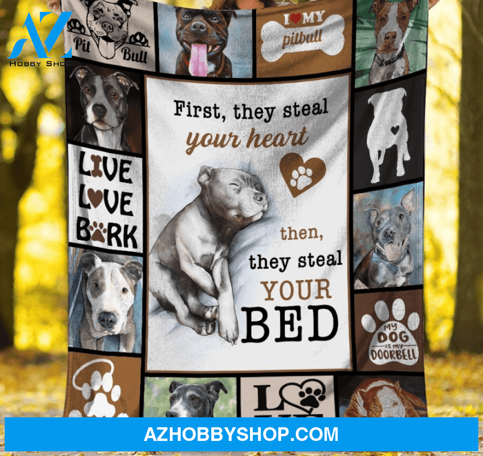 First They Steal Your Heart PB Dog Blanket Gift For Dog Lovers Birthday Gift Home Decor Bedding Couch Sofa Soft and Comfy Cozy