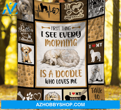 First Thing I See Every Morning Goldendoodle Blanket Gift For Dog Lovers Birthday Gift Home Decor Bedding Couch Sofa Soft and Comfy Cozy