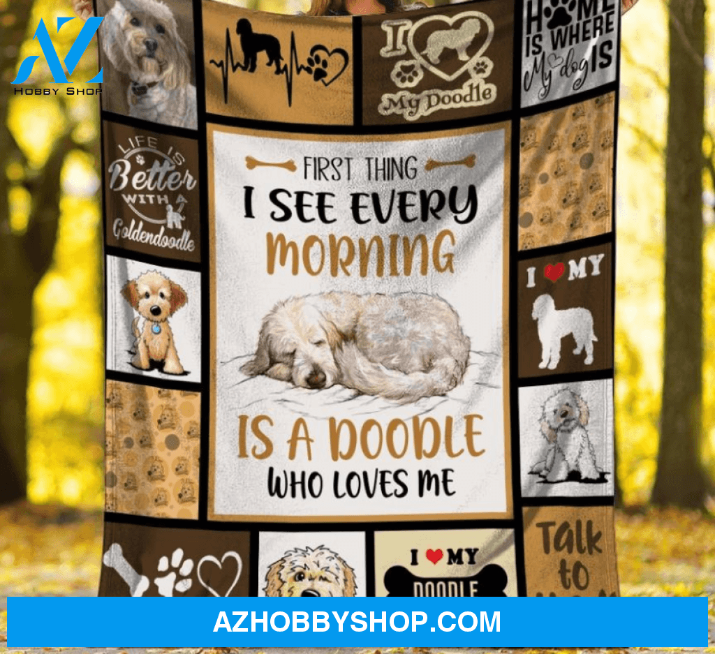 First Thing I See Every Morning Goldendoodle Blanket Gift For Dog Lovers Birthday Gift Home Decor Bedding Couch Sofa Soft and Comfy Cozy