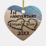 First, Any Anniversary Two Hearts In Sand Ornament