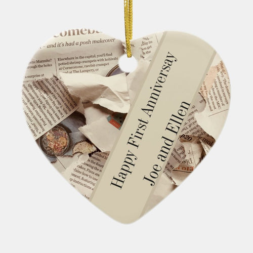 First Wedding Anniversary Editable Ceramic Ornament