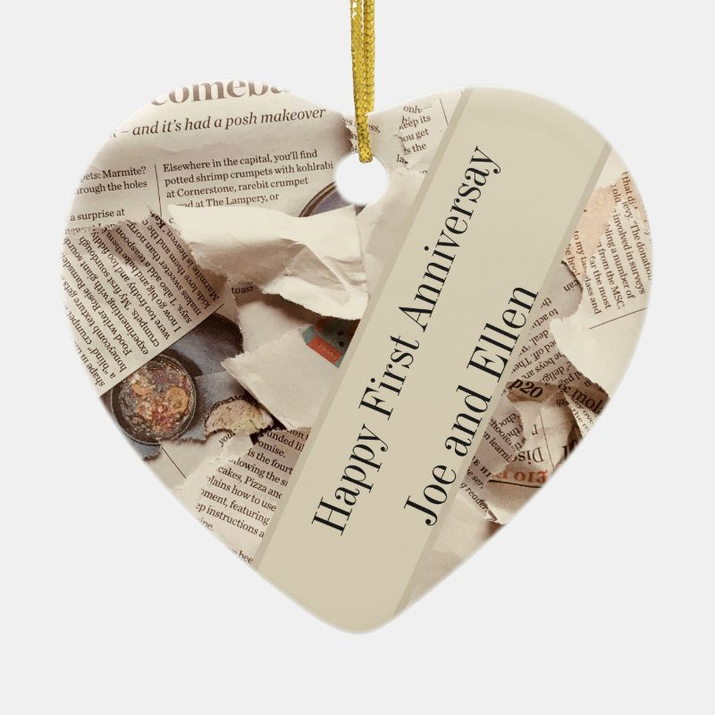 First Wedding Anniversary Editable Ceramic Ornament