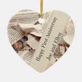 First Wedding Anniversary Editable Ceramic Ornament