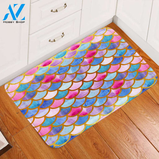Fish Scales Pattern Colorful Door Mat
