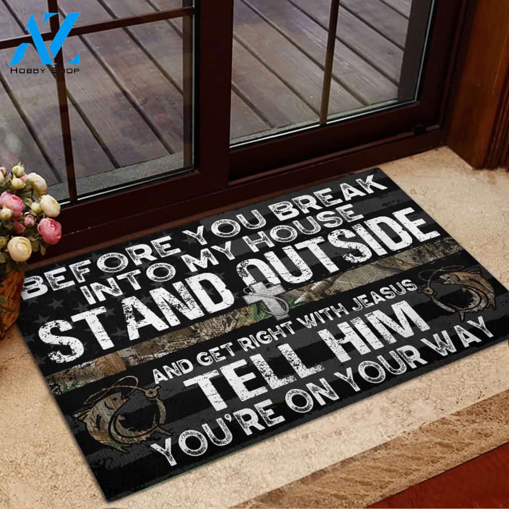 Fishing Before You Break Into My House Rubber Base Doormat