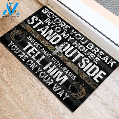 Fishing Before You Break Into My House Rubber Base Doormat