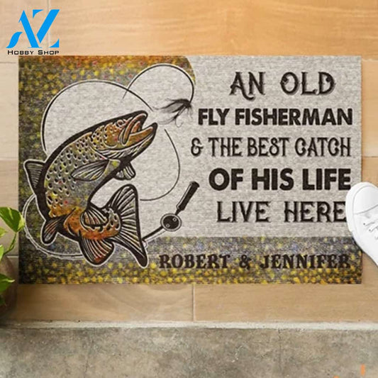 Fishing Best Catch Of His Live Easy Clean Welcome DoorMat | Felt And Rubber | DO2980