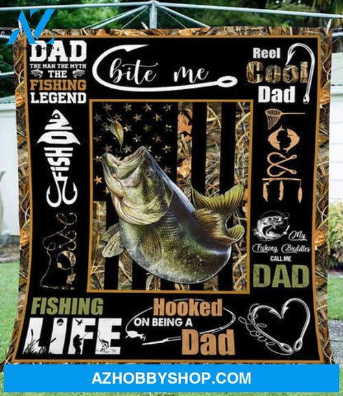 Fishing Blanket, Hooked On Being A Dad Fishing Gift Fleece Blanket Gift For Dad