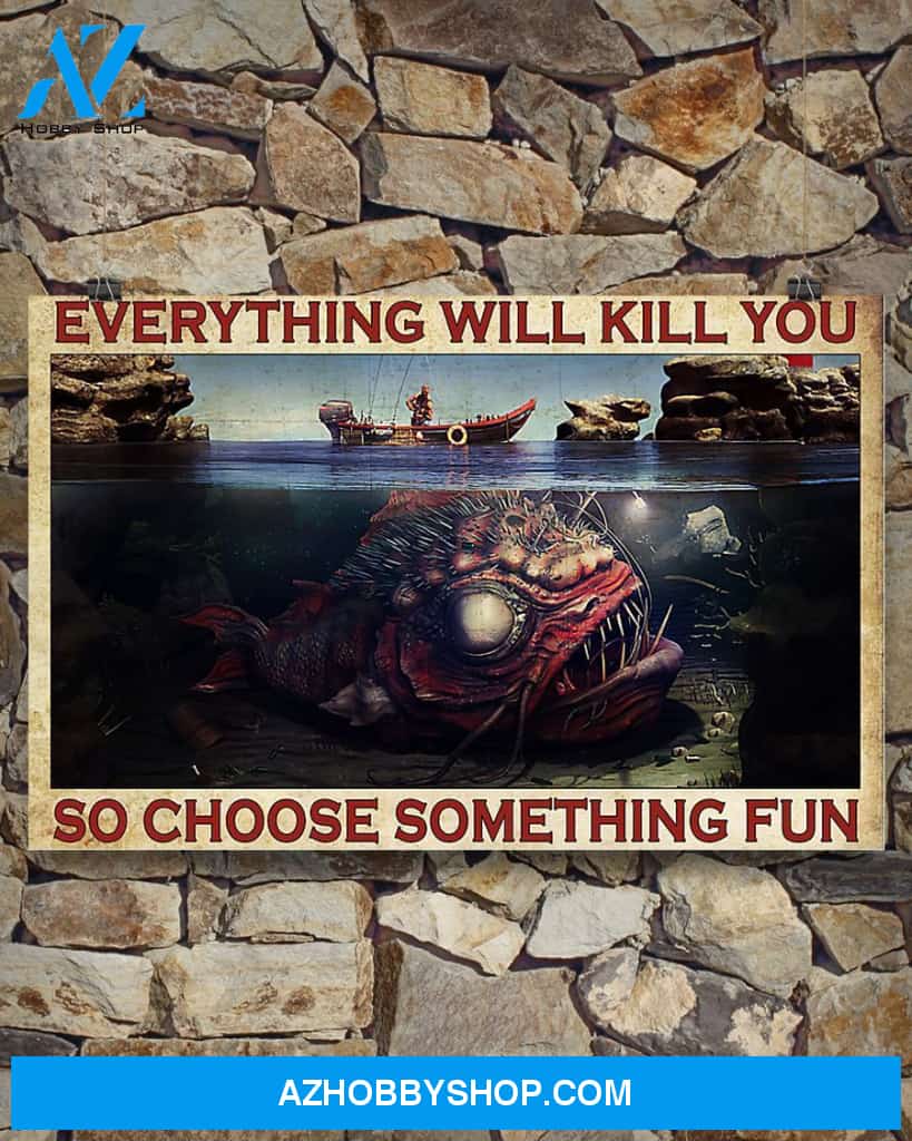 Fishing Choose Something Fun Art Canvas, Wall Decor Visual Art