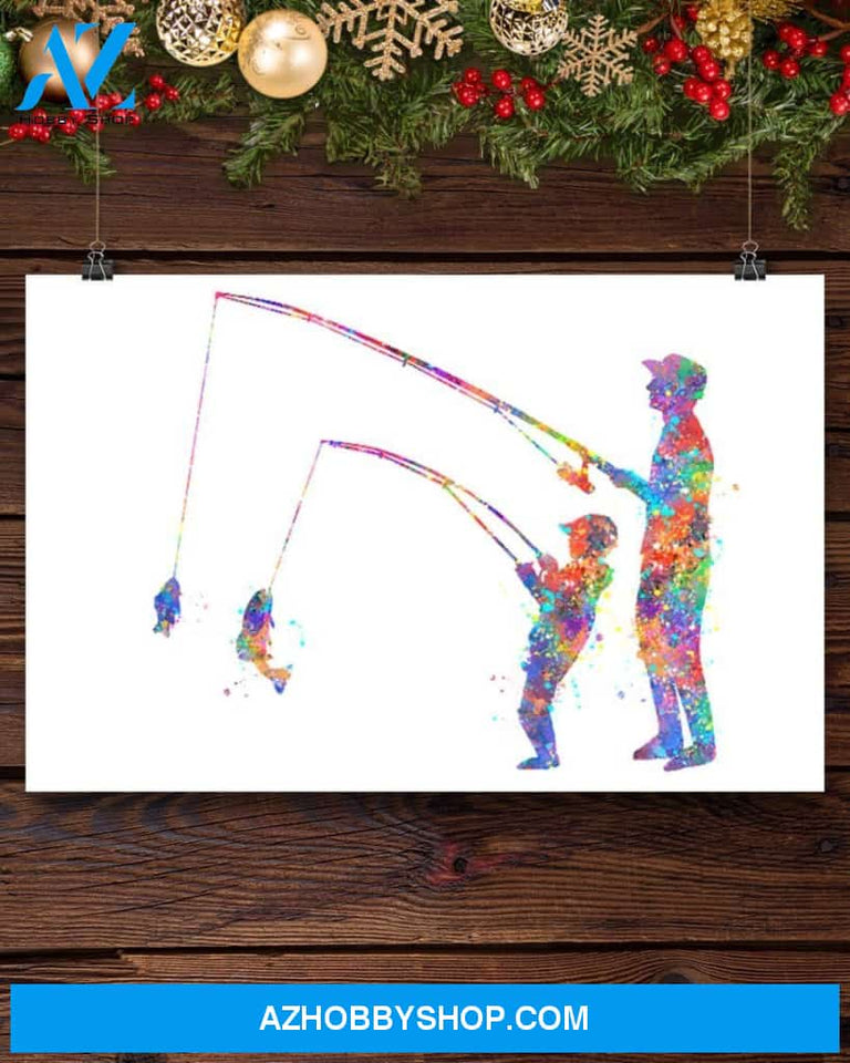 Fishing Father And Son Canvas Prints, Wall Decor Visual Art