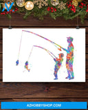 Fishing Father And Son Canvas Prints, Wall Decor Visual Art