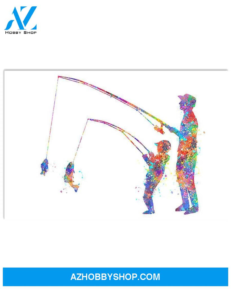 Fishing Father And Son Canvas Prints, Wall Decor Visual Art