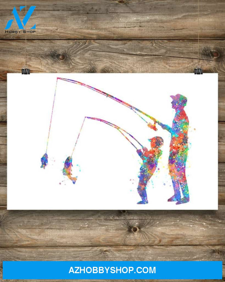 Fishing Father And Son Canvas Prints, Wall Decor Visual Art