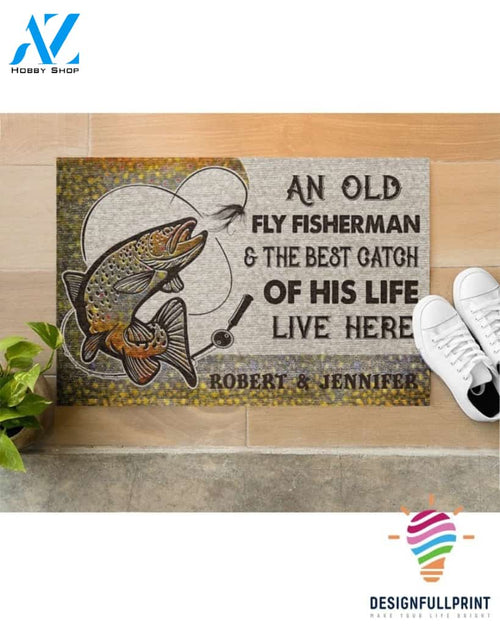 Fishing Gifts Personalized Fly Fishing Best Catch Of His Live Doormat NHD