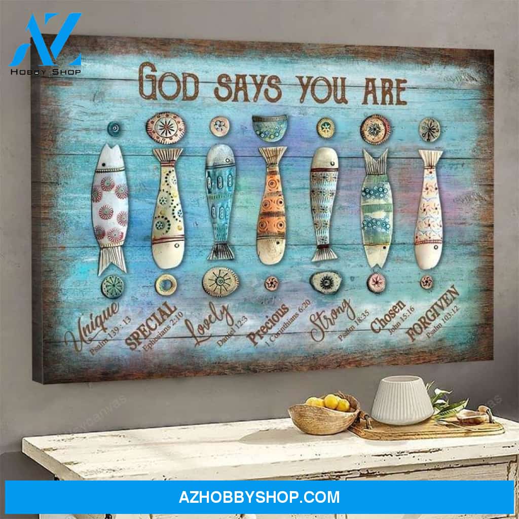 Fishing - God says you are 2 - Jesus Landscape Canvas Prints - Wall Art