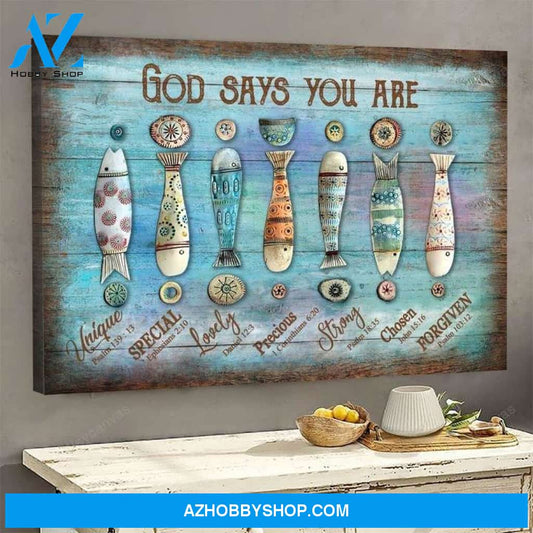 Fishing - God says you are 2 - Jesus Landscape Canvas Prints - Wall Art